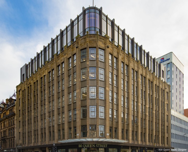 steel windows on 100 Queen Street in Glasgow