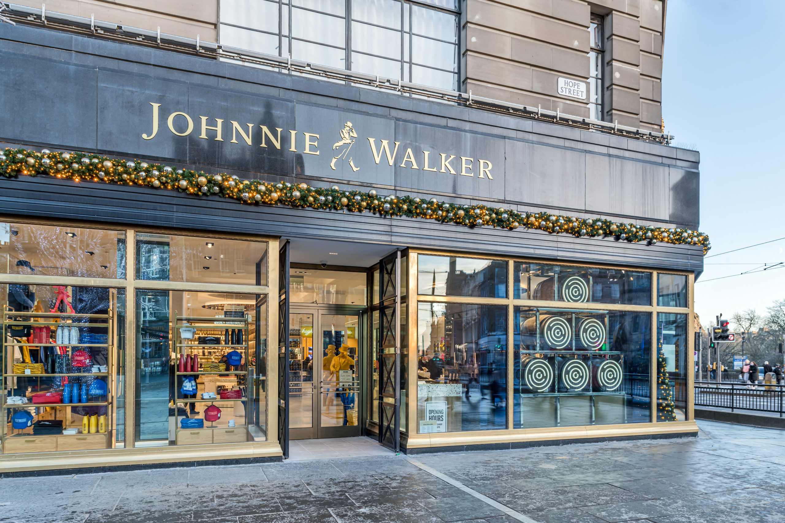 Gold Crittall windows and entrance for Jonnie Walker Edinburgh