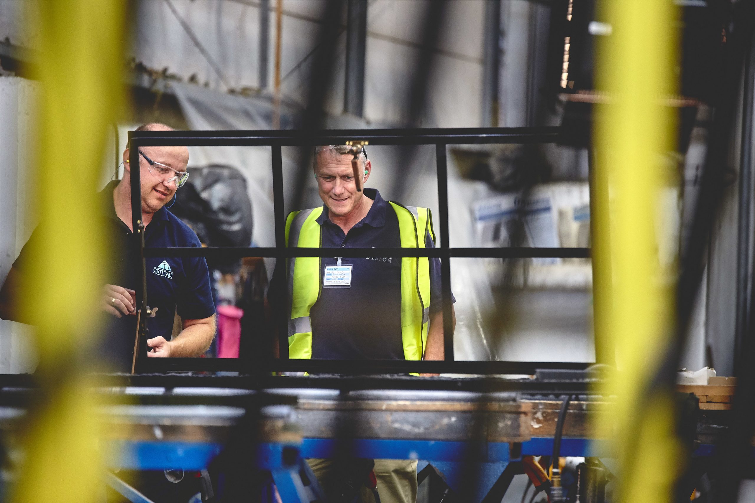 Crittall employees working on steel frame