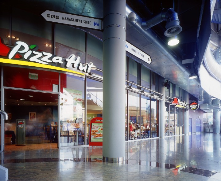 Inside The Gate in Newcastle, steel windows for Pizza Hut restaurant