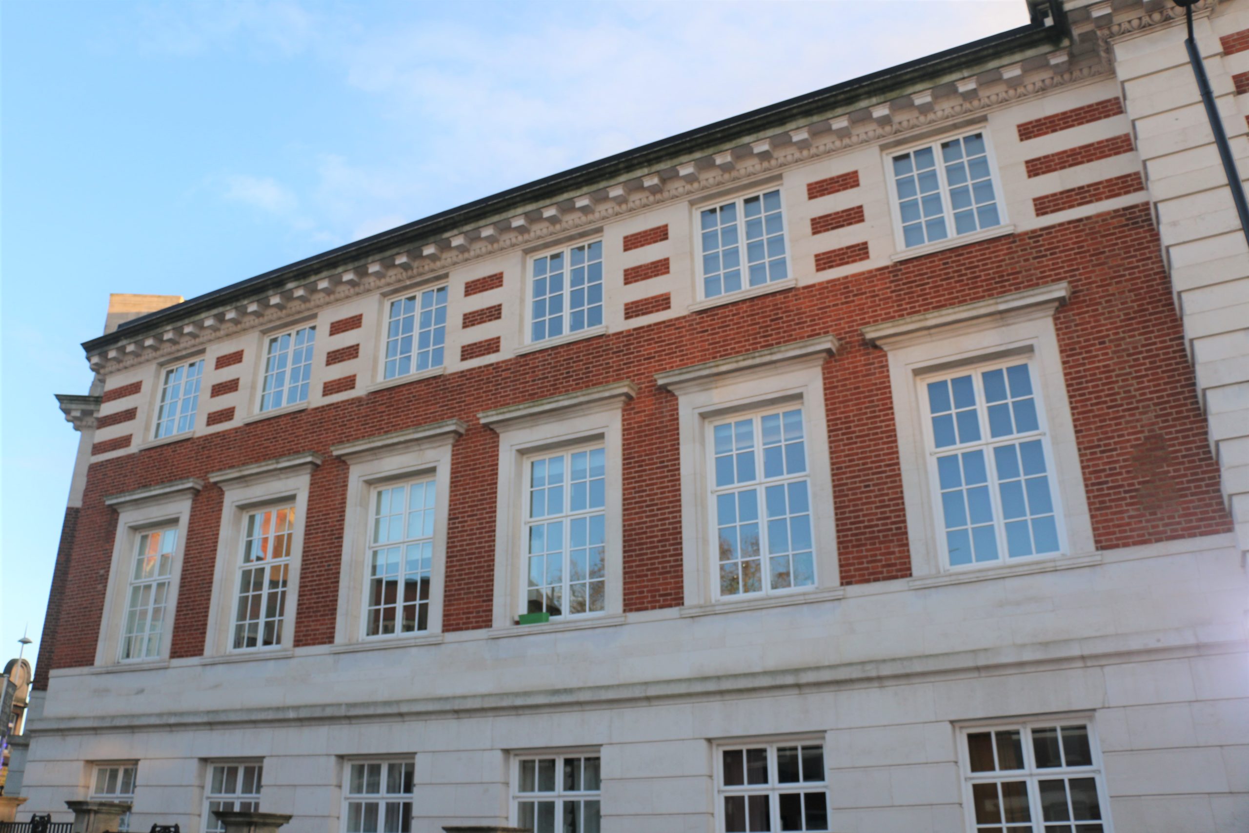 White steel casement windows