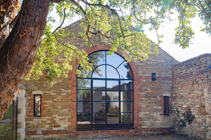Black steel french door and bespoke windows for barn conversion
