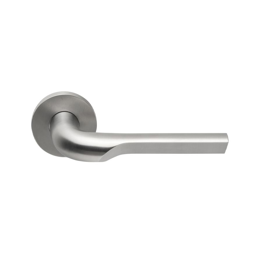 formani rivio door handle on rose satin stainless steel
